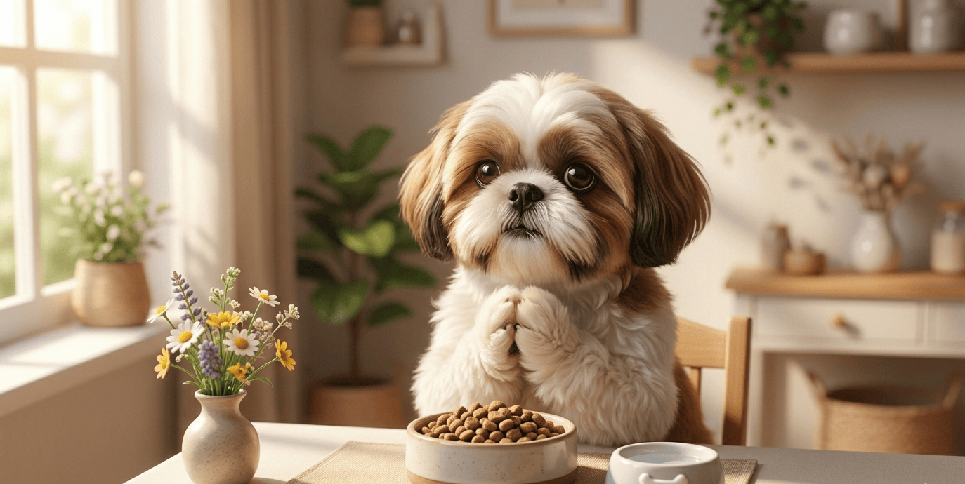 Shih Tzu Praying Before Meal (1)