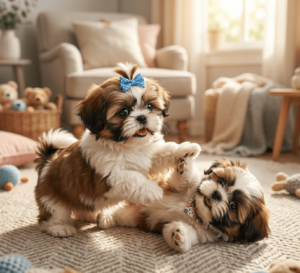 Two Adorable Shih Tzu Brothers Playing Together (1)