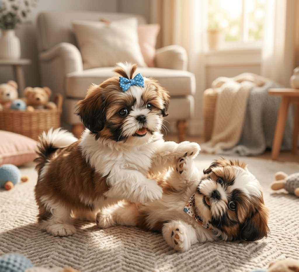 Two Adorable Shih Tzu Brothers Playing Together (1)