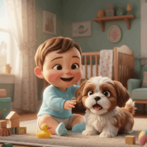 Shih tzu and his baby owner (1)