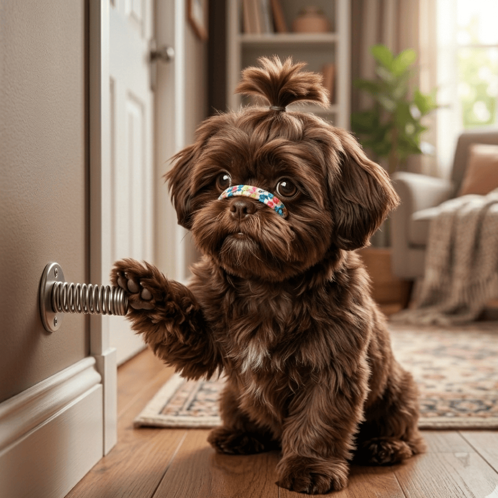 Shih Tzu – Tricks and Treats – Playing with the Door Stopper & Balancing Hair Band (1)