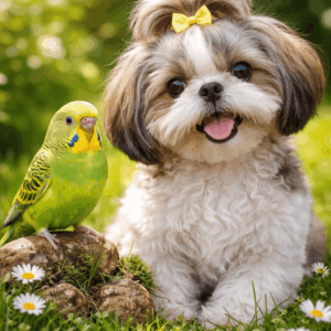 bird Cleo and our Shih Tzu Abba (2)